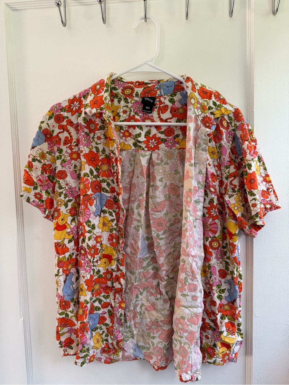Disney Winnie the Pooh Floral Short-Sleeve Button-Up Shirt - Multicolor